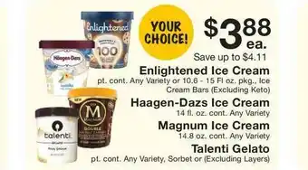 Fairway Store Market Enlightened Ice Cream , Haagen-dazs Ice Cream , Magnum Ice Cream , Talenti Gelato offer