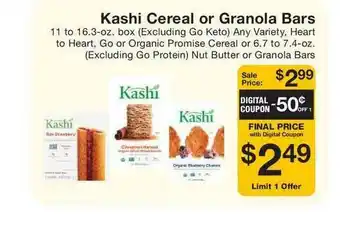 Fairway Store Market Kashi Cereal Or Granola Bars offer