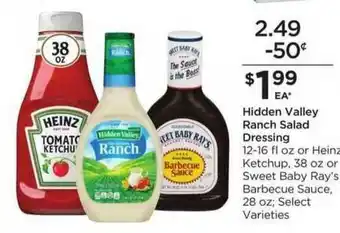Food 4 Less Hidden Valley Ranch Salad Dressing Or Heinz Ketchup . 38 Oz Or Sweet Baby Ray's Barbecue Sauce offer