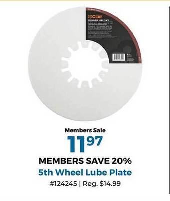 Camping World 5th Wheel Lube Plate offer