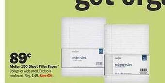 Meijer Meijer 150 Sheet Filler Paper offer