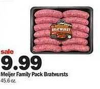 Meijer Meijer Family Pack Bratwursts offer