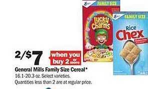 Meijer General Mills Family Size Cereal offer