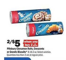 Meijer Pillsbury Cinnamon Rolls, Crescents Or Grands Biscuits offer