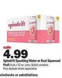 Meijer Spindrift Sparkling Water Or Real Squeezed Fruit offer