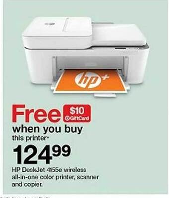 Target Hp DeskJet 4155e Wireless All-in-one Color Printer, Scanner And Copier offer