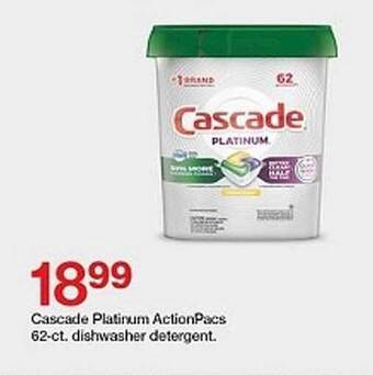 Target Cascade Platinum ActionPacs 62-ct. Dishwasher Detergent offer