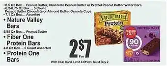 Key Food Nature Valley Bars, Fiber One Protein Bars, Protein One Bars offer