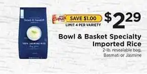 ShopRite Bowl & Basket Specialty Imported Rice offer