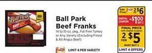 ShopRite Ball Park Beef Franks offer