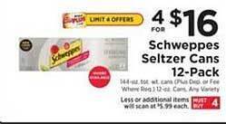 ShopRite Schweppes Seltzer Cans 12-pack offer