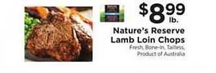 ShopRite Nature's Reserve Lamb Loin Chops offer