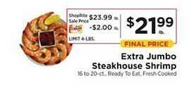 ShopRite Extra Jumbo Steakhouse Shrimp offer