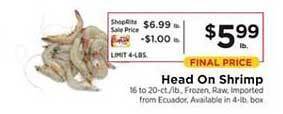 ShopRite Head On Shrimp offer