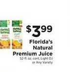 ShopRite Florida's Natural Premium Juice offer