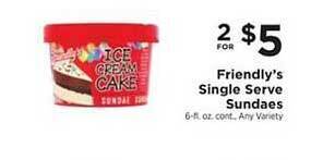 ShopRite Friendly's Single Serve Sundaes offer