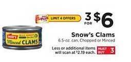 ShopRite Snow's Clams offer