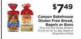 ShopRite Canyon Bakehouse Gluten Free Bread, Bagels Or Buns offer