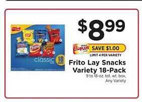 ShopRite Frito Lay Snacks Variety 18-pack offer