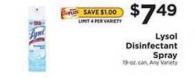ShopRite Lysol Disinfectant Spray offer