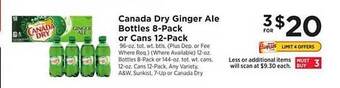 ShopRite Canada Dry Ginger Ale Bottles 8-pack Or Cans 12-pack offer