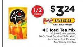 ShopRite 4c Iced Tea Mix offer