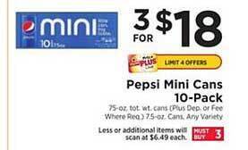 ShopRite Pepsi Mini Cans 10-pack offer