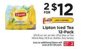 ShopRite Lipton Iced Tea 12-pack offer