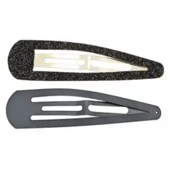 Claire's Glitter matte jumbo snap hair clips - black, 2 pack offer