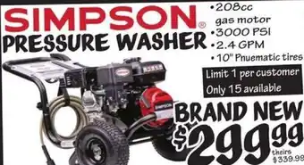 Ollie's Simpson Pressure Washer offer