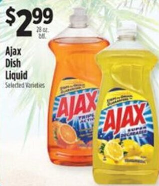 Pioneer Supermarkets Ajax Dish Liquid 28 oz. offer