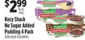 Kozy Shack No Sugar Added Pudding 4 Pack