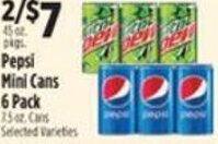 Pioneer Supermarkets Pepsi Mini Cans offer