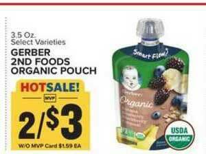 Food Lion Gerber 2nd Foods Organic Pouch offer