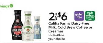 Publix Califia Farms Dairy-free Milk Cold Brew Coffee Or Creamer offer