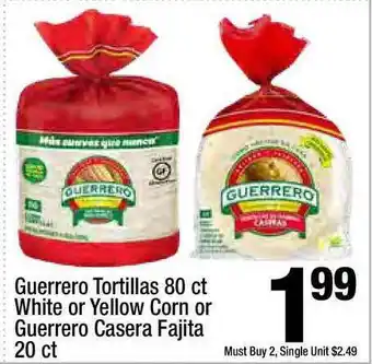 Super King Markets Guerrero Tortillas 80 Ct White Or Yellow Corn Or Guerrero Casera Fajita offer