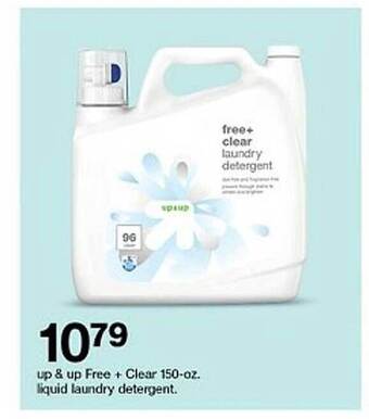 Target Up & Up Free + Clear 150-oz. Liquid Laundry Detergent offer