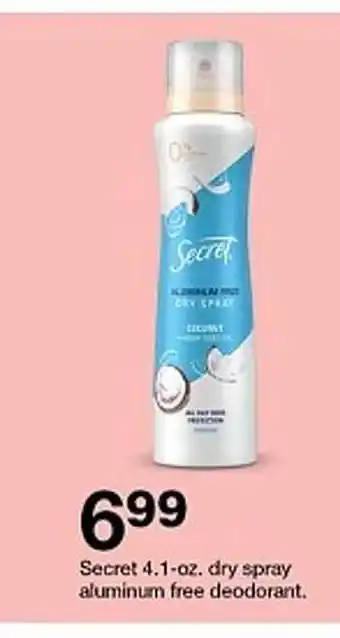 Target Secret 4.1-oz. Dry Spray Aluminum Free Deodorant offer