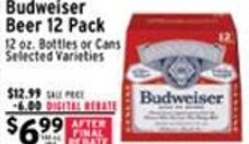 Met Foodmarkets Budweiser Beer 12 Pack offer