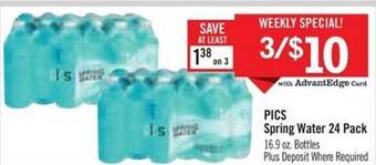 Price Chopper Pics Spring Water 24 Pack offer