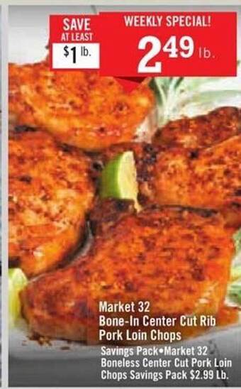 Price Chopper Market 32 Bone-in Center Cut Rib Pork Loin Chops offer