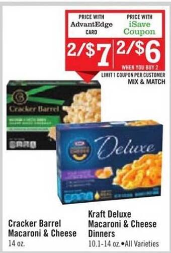 Price Chopper Cracker Barrel Macaroni & Cheese Kraft Deluxe Macaroni & Cheese Dinners offer