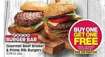Tops Gourmet Beef Brisket & Prime Rib Burgers offer