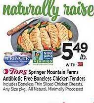 Tops Springer Mountain Farms Antibiotic Free Boneless Chicken Tenders offer