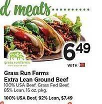 Tops Grass Run Farms Extra Lean Ground Beef offer