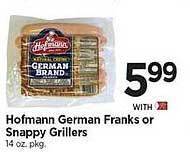 Tops Hofmann German Franks Or Snappy Grillers offer