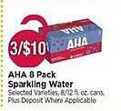 Tops Aha 8 Pack Sparkling Water offer