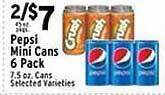 Met Foodmarkets Pepsi Mini Cans 6 Pack offer