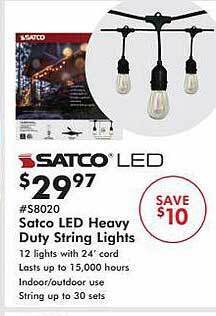 Valu Home Centers Satco Led Heavy Duty String Lights offer