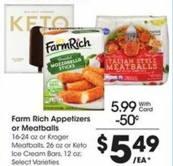 Kroger Farm Rich Appetizers or Meatballs offer